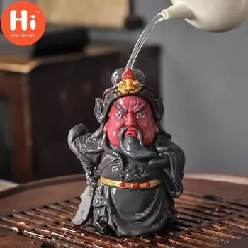 Привет, меняющий цвет чай из смолы, украшения для домашних животных, декор для офисного стола, Ретро Гуань Гун, ремесло, обесцвеченная статуэтка, чайная церемонияHi