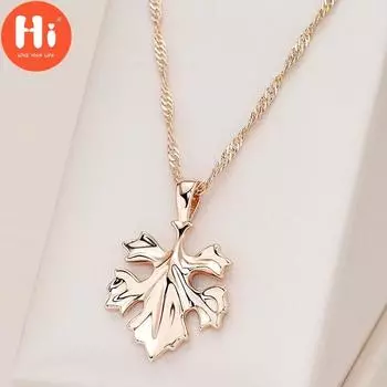 Привет минималистичный золотой цвет клен кулон ожерелья для женщин длинная цепочка вечерние повседневные индивидуальные украшения