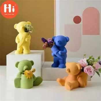 Привет Многофункциональная статуя медведя Матовая элегантная текстура в стиле Керамика в скандинавском стиле Медведь Вечеринка Ваза для цветов Подарки Для дома Для украшения дома оранжевый