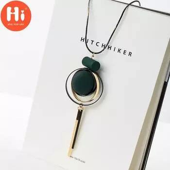 Привет мода круглый шар шерстяная цепочка кулон зимнее ожерелье с кисточками женская одежда аксессуары винный