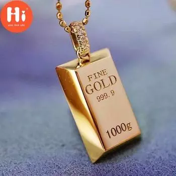 Привет моделирование 999 письмо подвеска в форме слитков ожерелье цепочка на ключицу для мужчин золотой