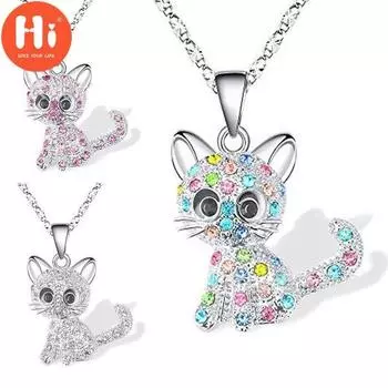 Привет модное креативное женское ожерелье с подвеской в виде милого кота для девочек, подарок для любовника котов, ожерелье с подвеской в виде любви для дочери, подарок на годовщину розовый