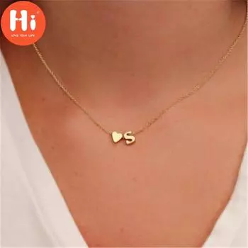 Привет модное крошечное изящное сердечко с инициалом ожерелье персонализированное ожерелье с буквами ювелирные изделия для женщин X золотой