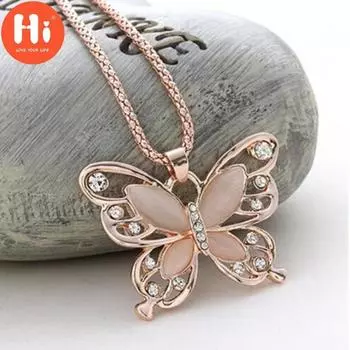 Привет модное женское кулон-бабочка ожерелье стильный свитер темпераментное ожерелье
