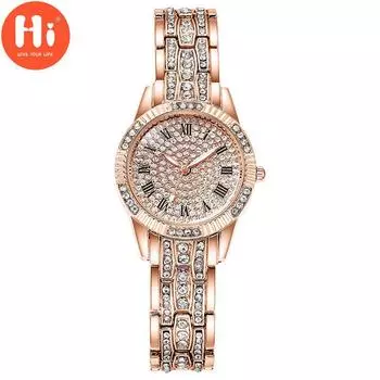 Привет модные часы Роскошные женские кварцевые часы Водонепроницаемые женские часы Женские наручные часы