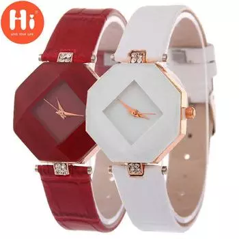 Привет модные часы Роскошные женские кварцевые часы Водонепроницаемые женские часы Женские наручные часы красный