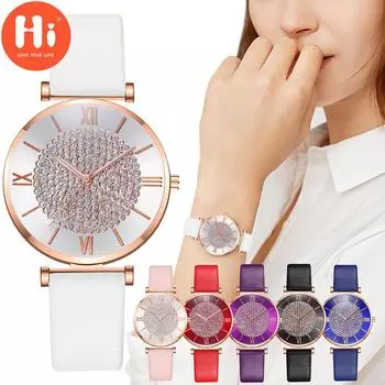 Привет модные часы Роскошные женские кварцевые часы Водонепроницаемые женские часы Женские наручные часы красный