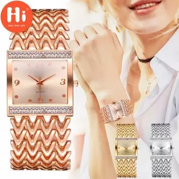 Привет модные часы Роскошные женские кварцевые часы Водонепроницаемые женские часы Женские наручные часы золотой