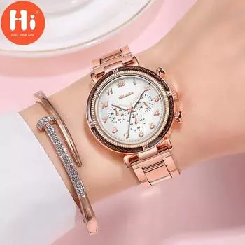 Привет модные часы Роскошные женские кварцевые часы Водонепроницаемые женские часы Женские наручные часы