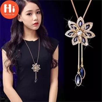 Привет модный креативный кулон в виде снежинки, универсальное ожерелье, ювелирное изделие, свитер, ожерелье, цепочка