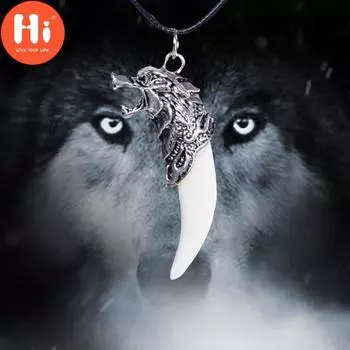 Привет мужское серебряное ожерелье с подвеской в стиле «белые волчьи зубы» Старка в стиле бохо белый