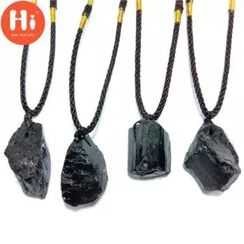 Привет, натуральный кристалл, черный турмалин, кулон, черный турмалин, оригинальный камень, образец руды, модные ювелирные изделия, аксессуары, подарок чёрный