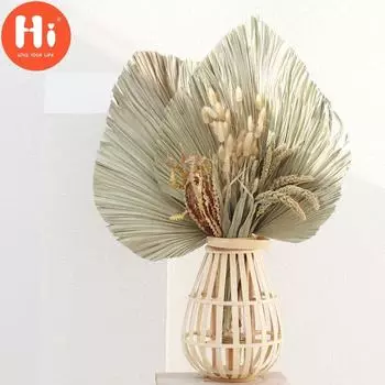 Привет, натуральный сушеный цветок, пальмовый лист, веер, растение, сделай сам, вечеринка, искусство, настенное украшение для вечеринки, домашний дисплей, элегантный орнамент, свадебный декор, Привет слоновая кость