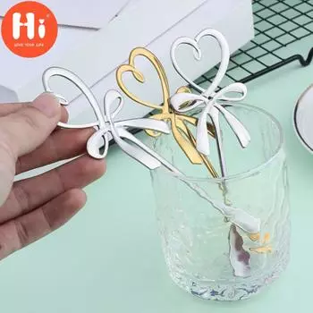 Привет Нержавеющая Сталь Любовь Лук Кофейная Ложка Для Размешивания Кофейная Совок Банкетный Подарочный Декор серебряный