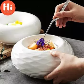 Привет, нестандартная круглая керамическая глубокая тарелка для пасты, соломенная шляпа, поднос для десерта, белая фарфоровая тарелка для супа, посуда A