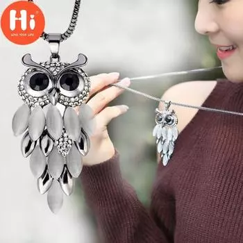 Привет, новейшее богемное ретро ожерелье с бирюзой и совой, нежные резные украшения золотой