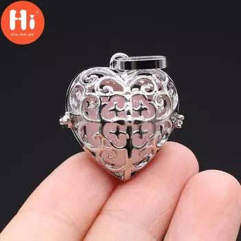 Привет, новое ожерелье, кулон из натурального камня в форме сердца, клетка, кулон для изготовления ювелирных изделий, ожерелье, браслет, подарок, ювелирный аксессуар 27x27mm/Amethyst