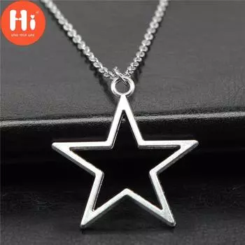 Привет, новое простое винтажное ожерелье с подвеской в виде античной серебряной звезды для женщин и девочек, модные ювелирные изделия с пятиконечной звездой
