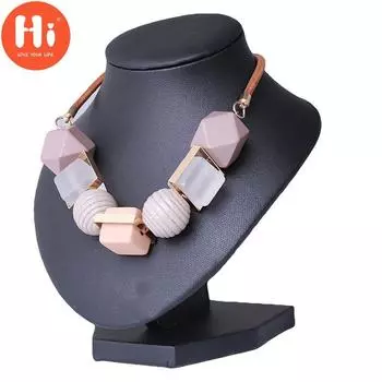 Привет новый деревянный кулон ожерелье ювелирные изделия модные геометрические аксессуары женское ожерелье One Size розовый