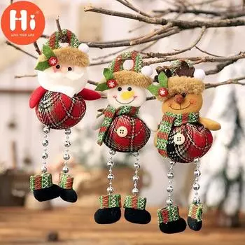 Привет Новый год Рождество Санта-Клаус Снеговик Олень с подвесками из бисера Рождественские елочные украшения DIY CraftsHi reindeer