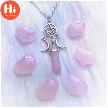 Привет, новый тройной богини, кристалл, точка, пентакль, луна, кулон из натурального камня, ожерелье для женщин, Wiccan, колдовской воротник, ювелирные изделия, подарки розовый