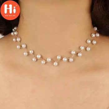 Привет ожерелья элегантный белый искусственный жемчуг короткое колье ожерелье ручной работы украшения на шею для женщин серебряный