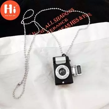 Привет-панк ожерелья со вспышкой для камеры музыкальная подвеска светящееся ожерелье Ретро маленькое ожерелье с камерой вспышка для мужчин и женщин SLR чёрный
