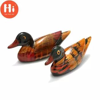 Привет, пара уток-мандаринок, держатель для палочек для еды из смолы для украшения дома, фэн-шуй, ремесленный дисплей, орнаментHi 2pcs