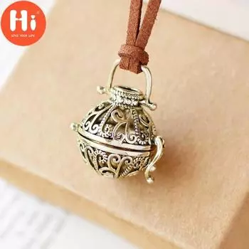 Привет полый латунный открытый медальон, классическая клетка, коробка для ожерелья, эфирное масло, аромат, диффузор для ароматерапии золотой