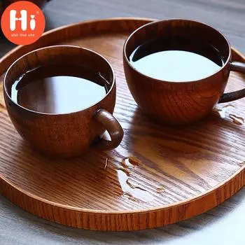 Привет портативная деревянная чашка для чая, кофе, сока, молока, воды, барная кухонная кружка для питья красный