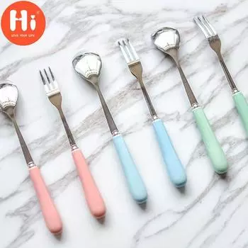 Привет Посуда Фруктовая вилка Кофейная ложка Десертная ложка Кухонные принадлежности fork синий