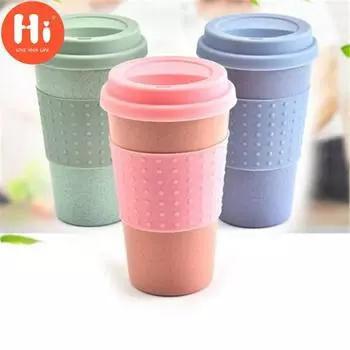 Привет пшеничная соломенная кружка, креативная посуда для напитков, многоразовые чашки из бамбукового волокна, эко-кофейные чашки, экологически чистые дорожные кружки розовый