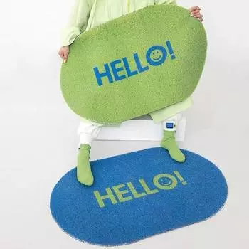 Привет ПВХ Добро пожаловать Входной Коврик Шелковая Петля Противоскользящие Коврики Для Входа Крыльцо Коридор Домашний Декор Пылеудаляющий Ковер 40x60cm зелёный