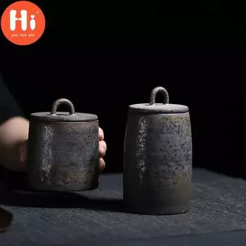 Привет японская керамическая герметичная чашка для чая грубая керамика большая винтажная банка для специй контейнер для еды