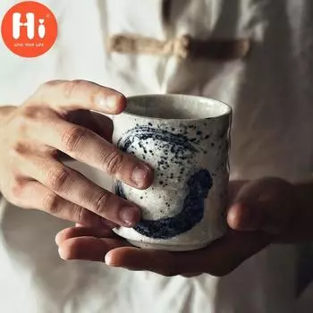 Привет японская керамическая ретро ручная роспись чайная чашка бытовая керамическая посуда кружка для воды офисный ресторан посуда для напитков