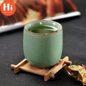 Привет японский Longquan селадон чайная чашка кунг-фу чайный сервиз керамический креативный офисный стакан для воды фарфоровая чашка ручной работы подарочная посуда для напитков