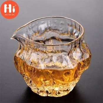 Привет японский стеклянный кувшин для заварки чая, термостойкий кованый кунг-фу чахай, прозрачная чайная чашка, офисная чайная посуда