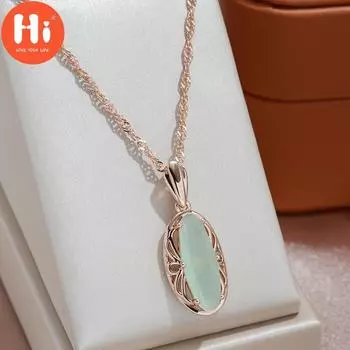Привет Роскошный овальный зеленый красный синий циркон кулон ожерелье цепочка с волнами воды модные украшения красный