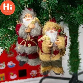 Привет Рождественские украшения Санта-Клаус Плюшевая кукла Рождественская елка Подвеска золотой
