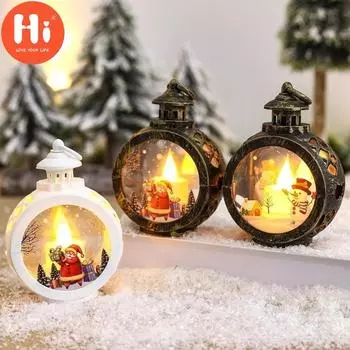 Привет Рождественский круглый ветровой светильник, рождественское украшение для дома, рождественские украшения, рождественский подарок, новый год, привет Santa Claus белый