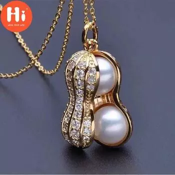 Привет, Рождественский подарок для женщин, ожерелье с арахисом, женское белое ожерелье с искусственным жемчугом, кулон на ключицу, ювелирные изделия, розовое золото, титан, креативный серебряный