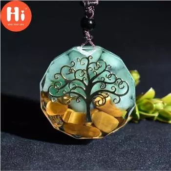 Привет ручной работы натуральный энергетический камень для дня рождения кулон с кристаллами Древо жизни Энергия оргонит ожерелье зелёный