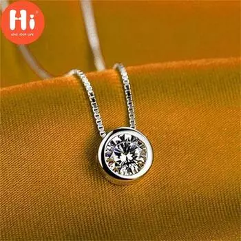 Привет серебряный кулон женские ювелирные изделия Шарм серебряный круглый кулон с кристаллами цепочка ожерелья 1pc