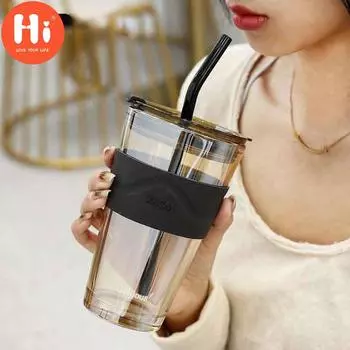 Привет северное сияние соломенное стекло большой емкости бытовая чашка для воды кофе простая модная чашка светло-синий