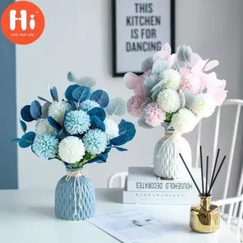 Привет, шар одуванчика, хризантема, искусственные цветы, гостиная, свадебное украшение, маленький шар с шипами, привет розовый