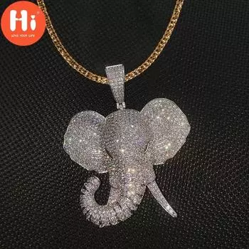 Привет Сияющий Слон Ожерелье Милый Слон Ожерелье Подвеска Партия Ювелирных Изделий Подвеска Готические Ожерелья Колье Готические Аксессуары Мужские Ювелирные Изделия Хиппи Инди Pendant and Chain