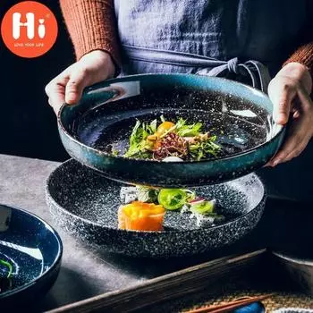 Привет, скандинавская креативная керамическая круглая глубокая тарелка для супа, большая вместительная тарелка для салата, макарон, простая кухонная Рождественский декор, обеденная тарелка, посуда