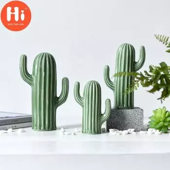 Привет, скандинавские керамические украшения кактуса, гостиная, настольная декоративная имитация зеленого растения, фигурка, украшение для дома, привет S