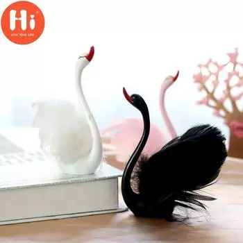 Привет, смола, лебедь, любовь, птицы, фигурка животного, скульптура, украшение для стола, черный 10.5cm розовый