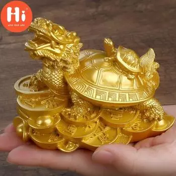 Привет, смола, золото, фэн-шуй, дракон, черепаха, фигурка, статуя черепахи, монета, деньги, богатство, украшения в виде животных для домашнего офиса, декор стола, Привет